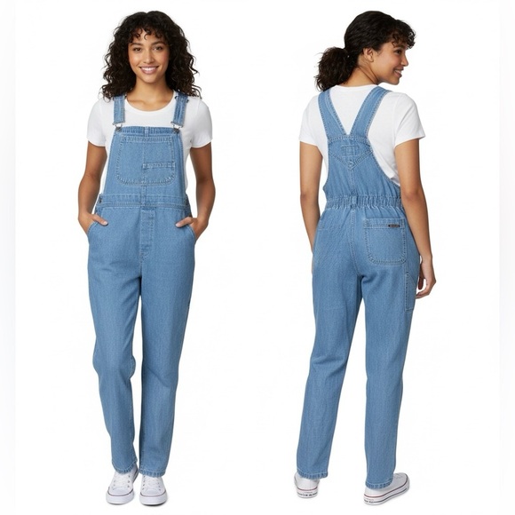 Vintage 90s Denim Jean Overalls Size XS Light Wash Jumpsuit Onesie - Picture 1 of 10